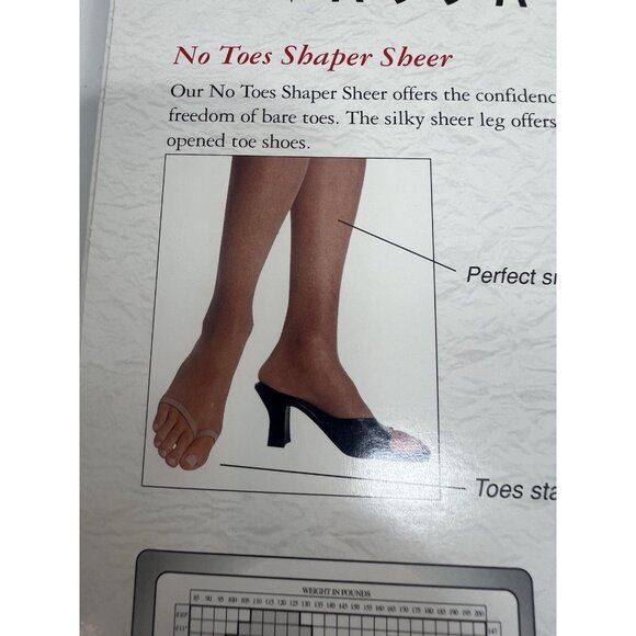 Vassarette Body Curves Shaper Sheer No Toes Nude Long 3340 Lycra VTG Pantyhose - Picture 7 of 8